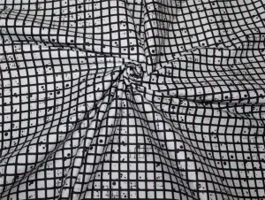 100% cotton lycra twill 60mm black and white colour plaids dots 58" wide [9432]