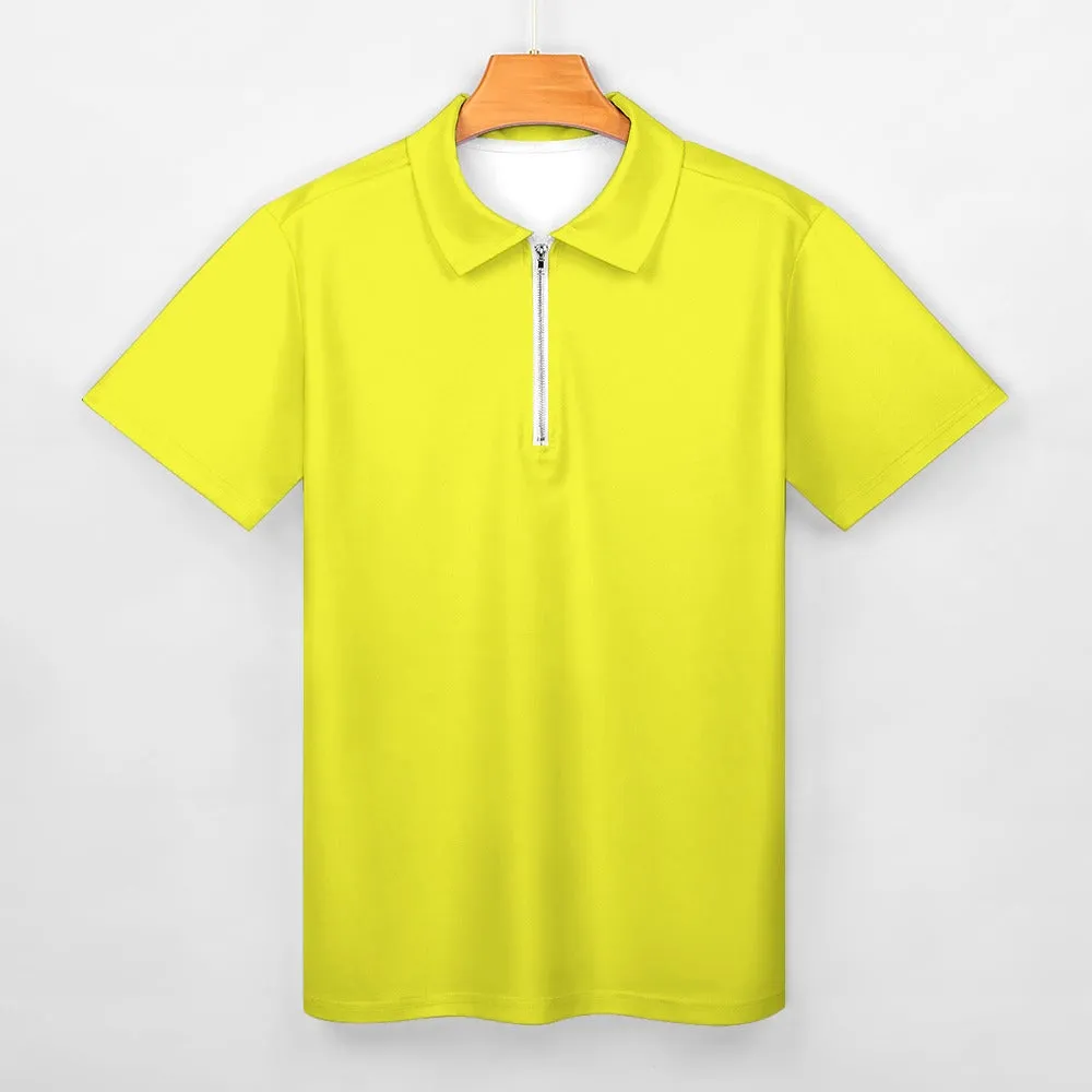 All That Jazz Multi Print and Zip Up Solid Short Sleeve Polo Shirt