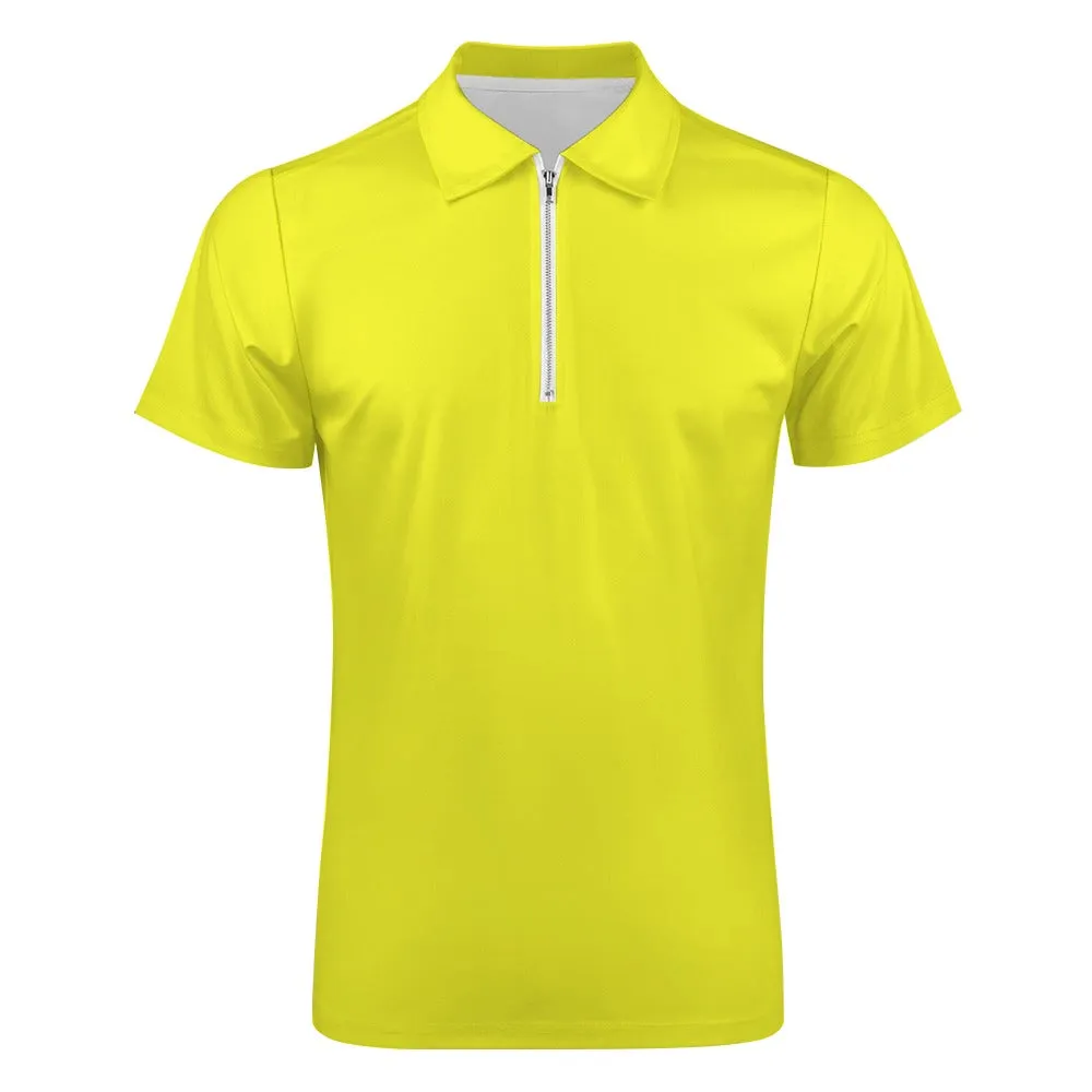 All That Jazz Multi Print and Zip Up Solid Short Sleeve Polo Shirt