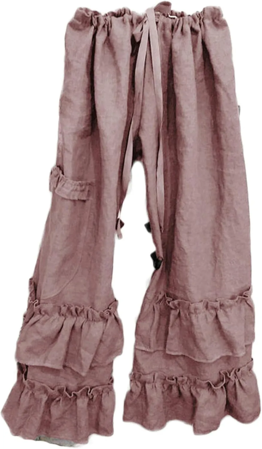 Andongnywell Women's Casual Loose Elastic Waist Cotton Trouser Wide Leg Pants Straight Leg Pant Trousers