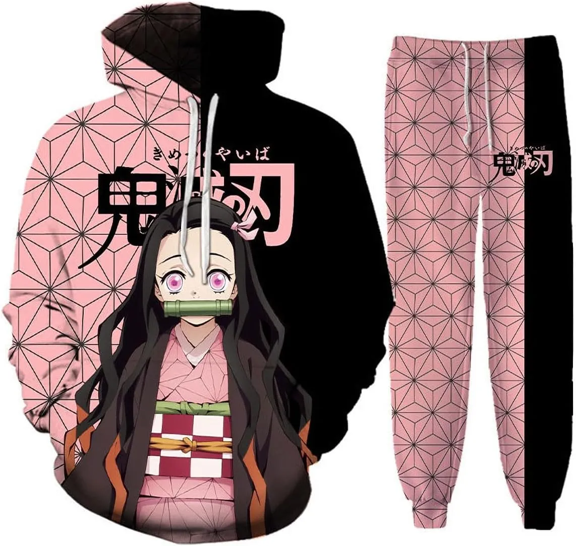 Anime Hoodie And Sweatpants Suit Pullover Sweatshirt 2 Piece Set For Men Women