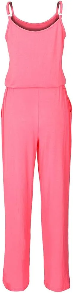 Artfish Women Casual Sleeveless Spaghetti Strap Striped Lounge Pajama Jumpsuit