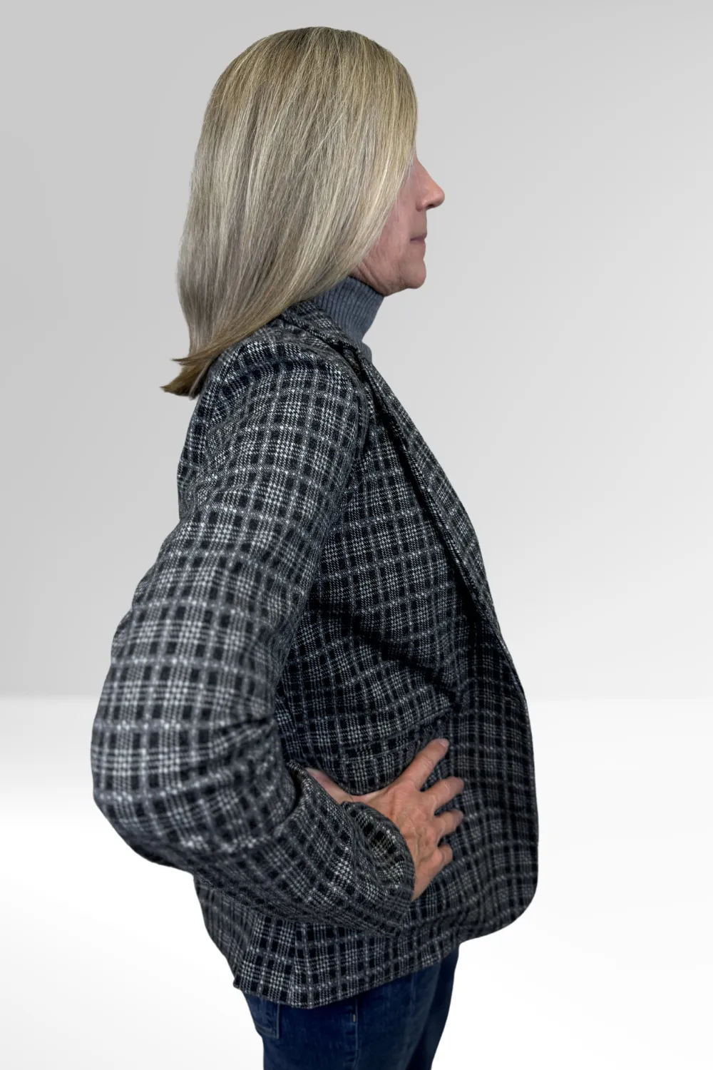 Astrid Woven Jacket - Black Plaid