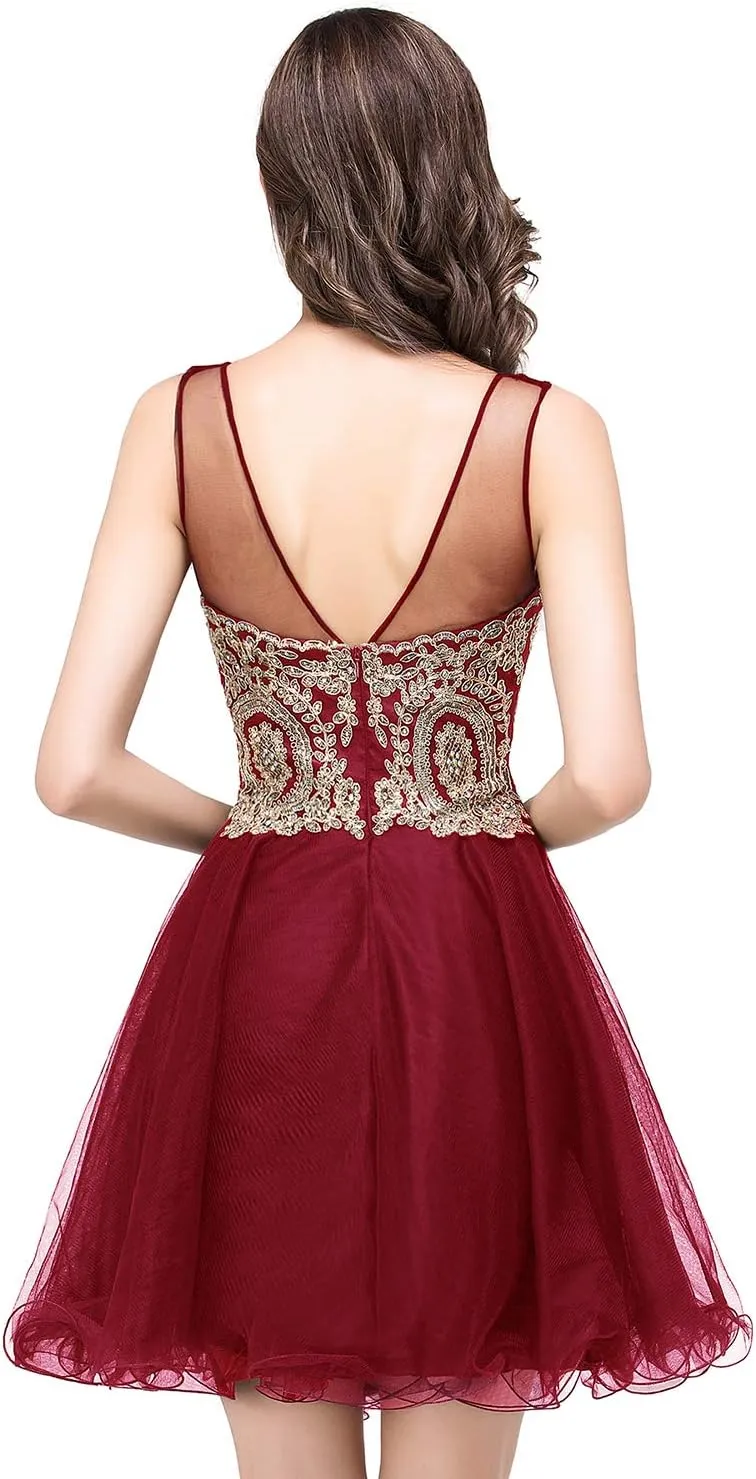 BABYONLINE D.R.E.S.S. Women's Homecoming Dresses A Line Sweetheart with Beads Mini Open Back Cocktail Dress 362