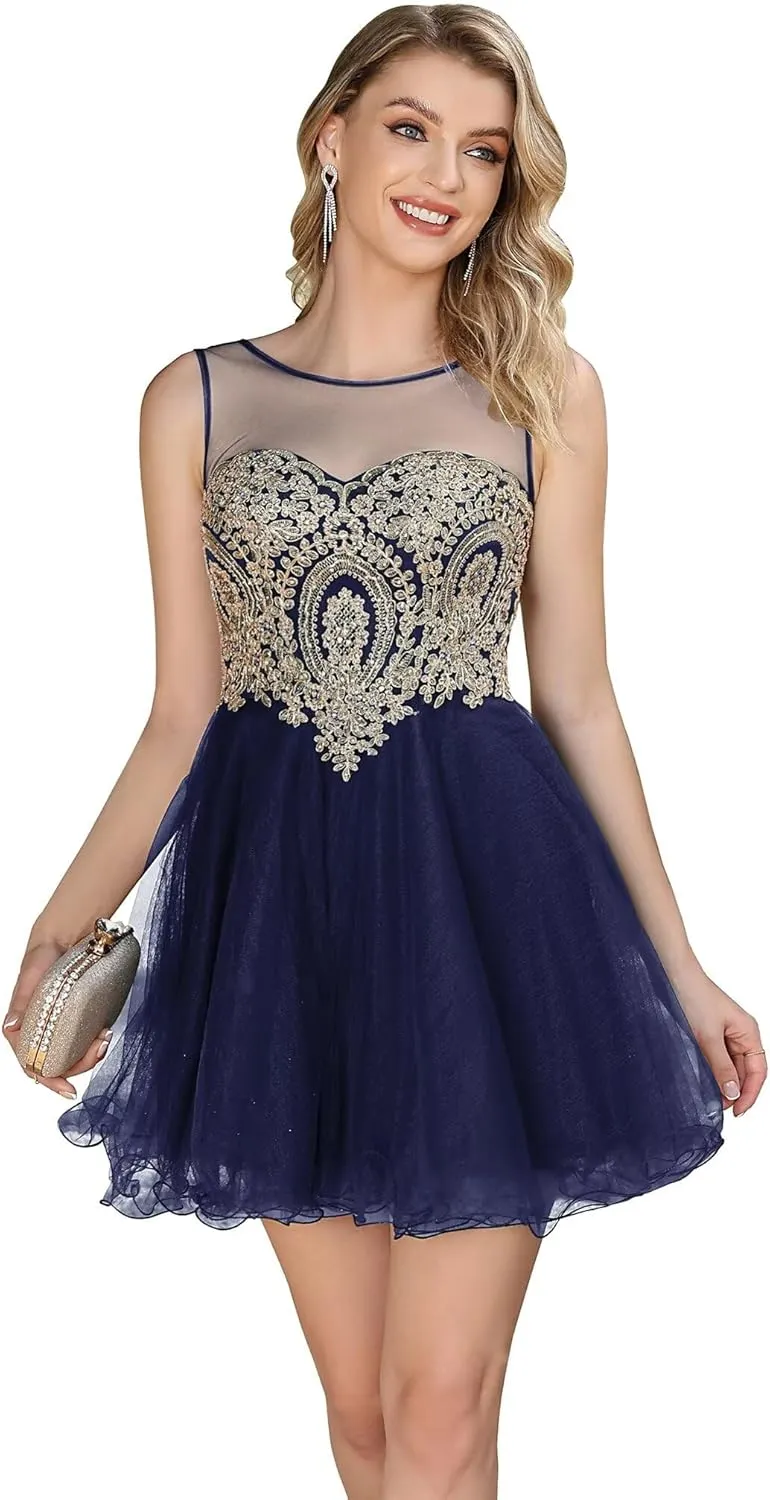 BABYONLINE D.R.E.S.S. Women's Homecoming Dresses A Line Sweetheart with Beads Mini Open Back Cocktail Dress 362