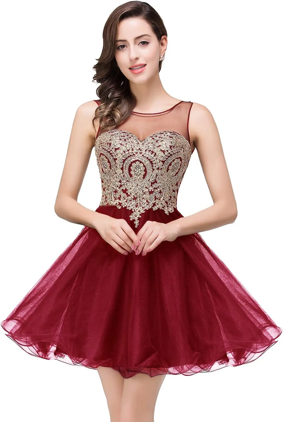 BABYONLINE D.R.E.S.S. Women's Homecoming Dresses A Line Sweetheart with Beads Mini Open Back Cocktail Dress 362