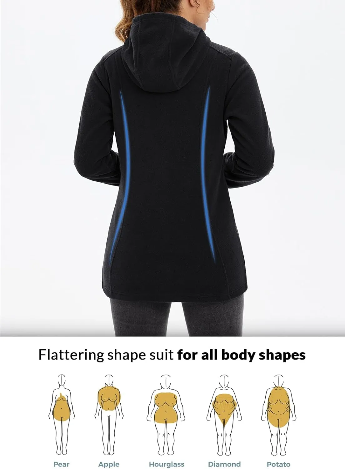 baleaf Women's Long Fleece Jacket Full Zip Polar Fleece Hoodie Soft Lightweight Winter Coat
