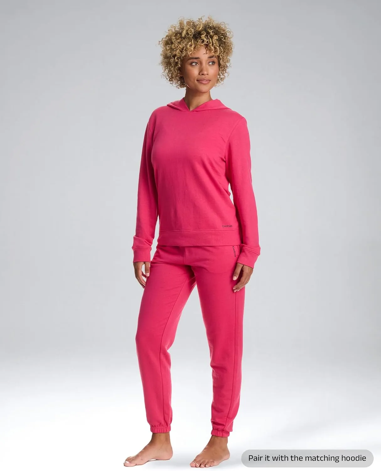 bebe Jogger or Wide Leg Sweatpants for Women, French Terry Baggy Sweatpants with Pockets, Womens Sweats