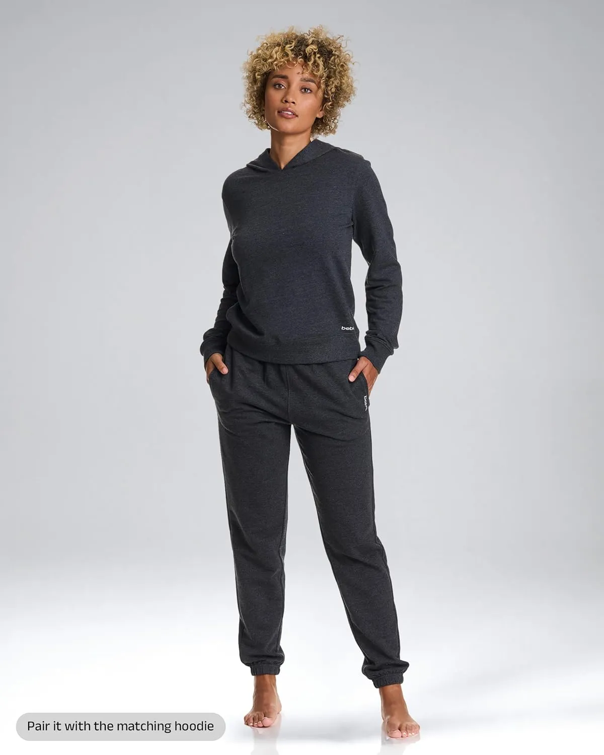 bebe Jogger or Wide Leg Sweatpants for Women, French Terry Baggy Sweatpants with Pockets, Womens Sweats