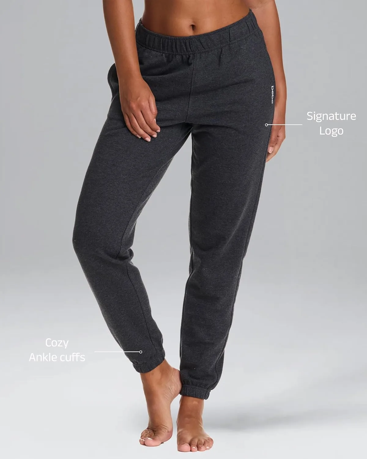 bebe Jogger or Wide Leg Sweatpants for Women, French Terry Baggy Sweatpants with Pockets, Womens Sweats