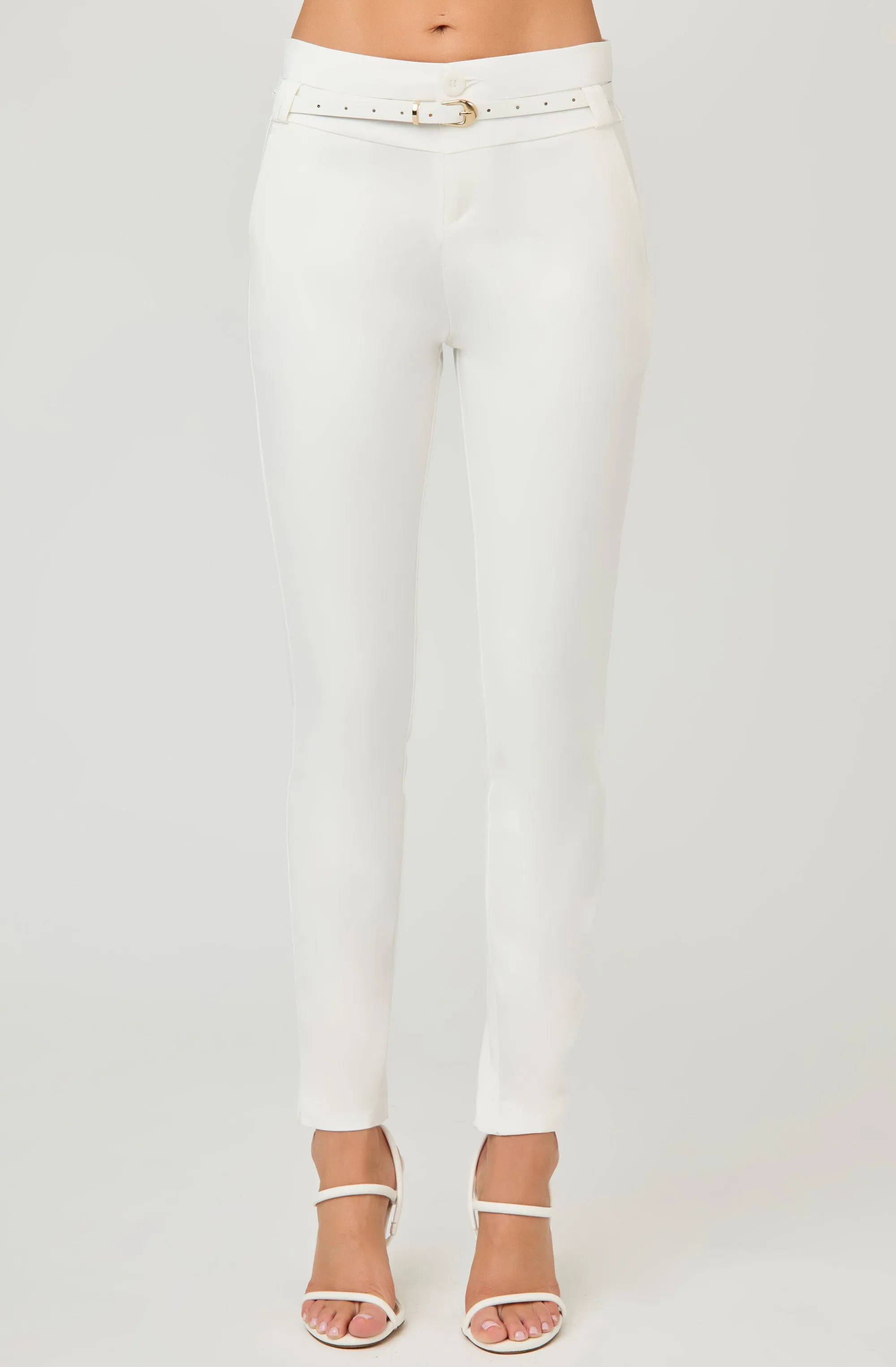 Belted High-Waisted Wide Leg Pants
