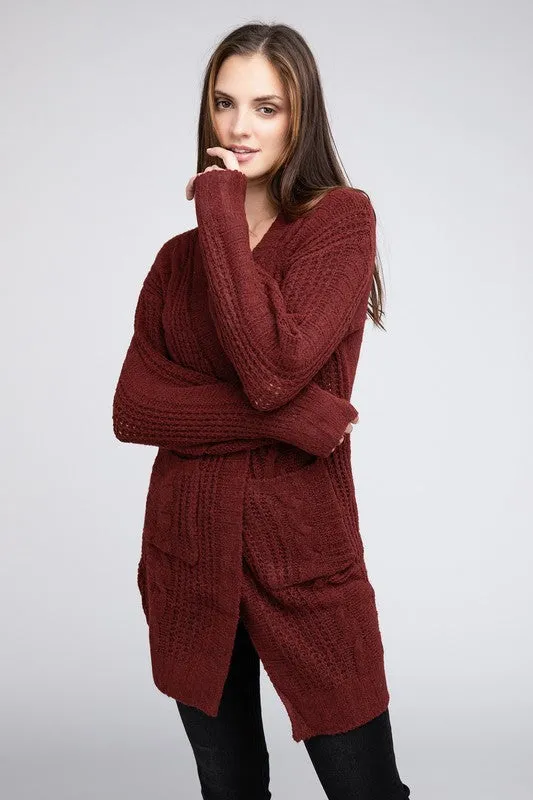 Bibi Twist Knitted Open Front Cardigan