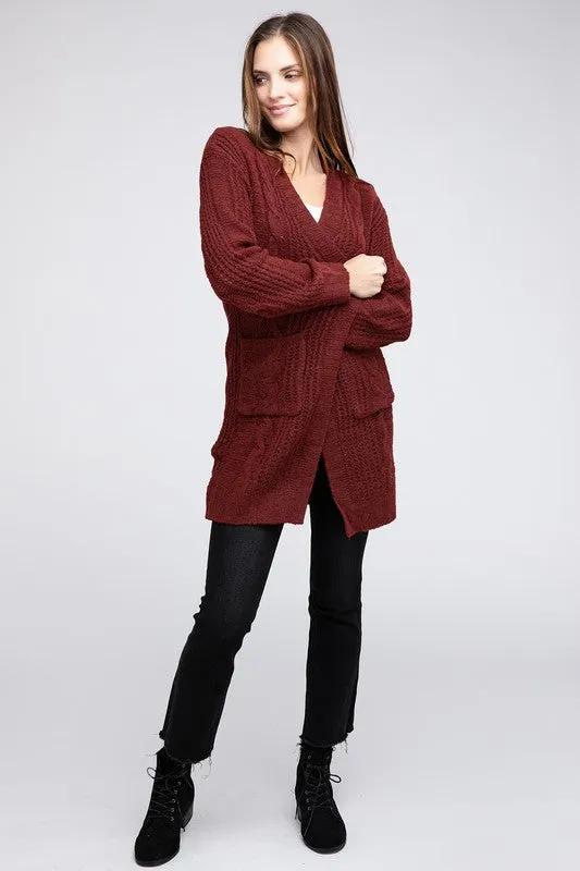 Bibi Twist Knitted Open Front Cardigan