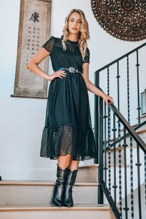 Black Polka Dot Smocked Dress