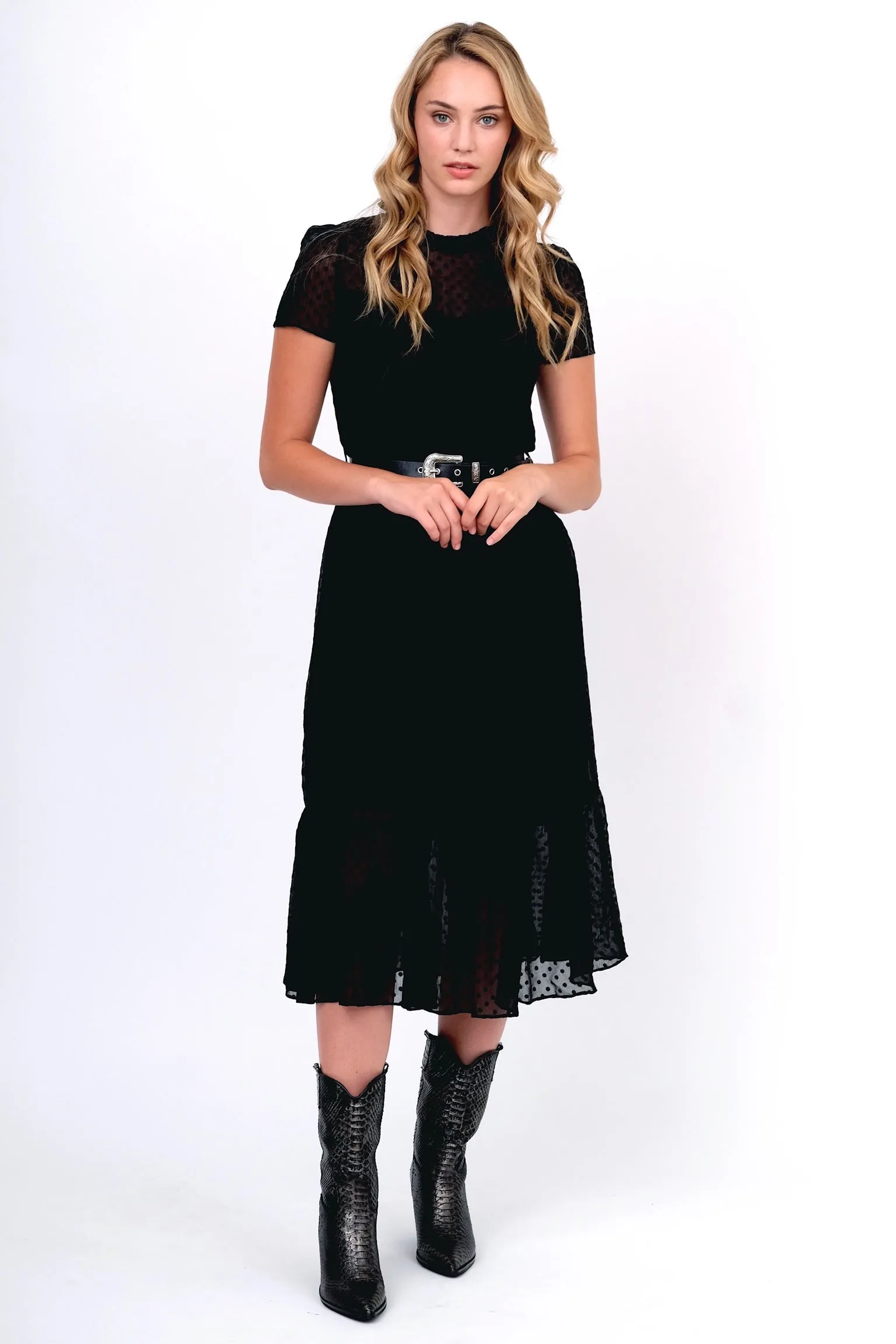 Black Polka Dot Smocked Dress