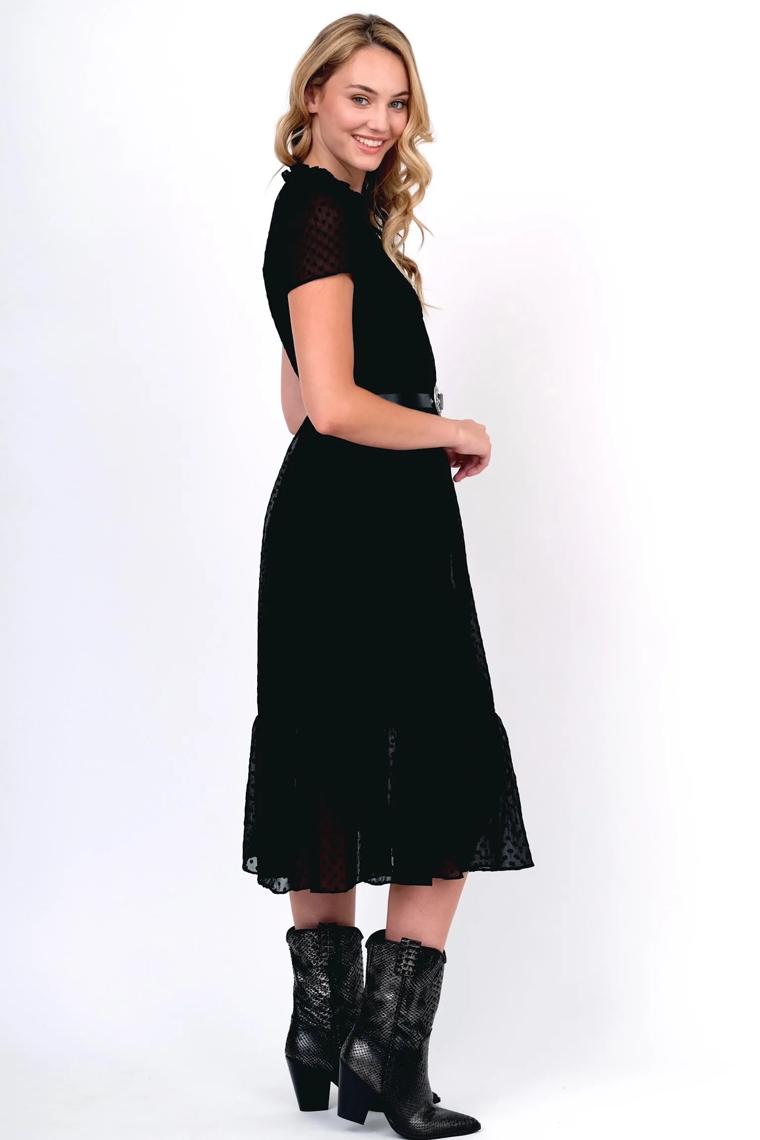 Black Polka Dot Smocked Dress