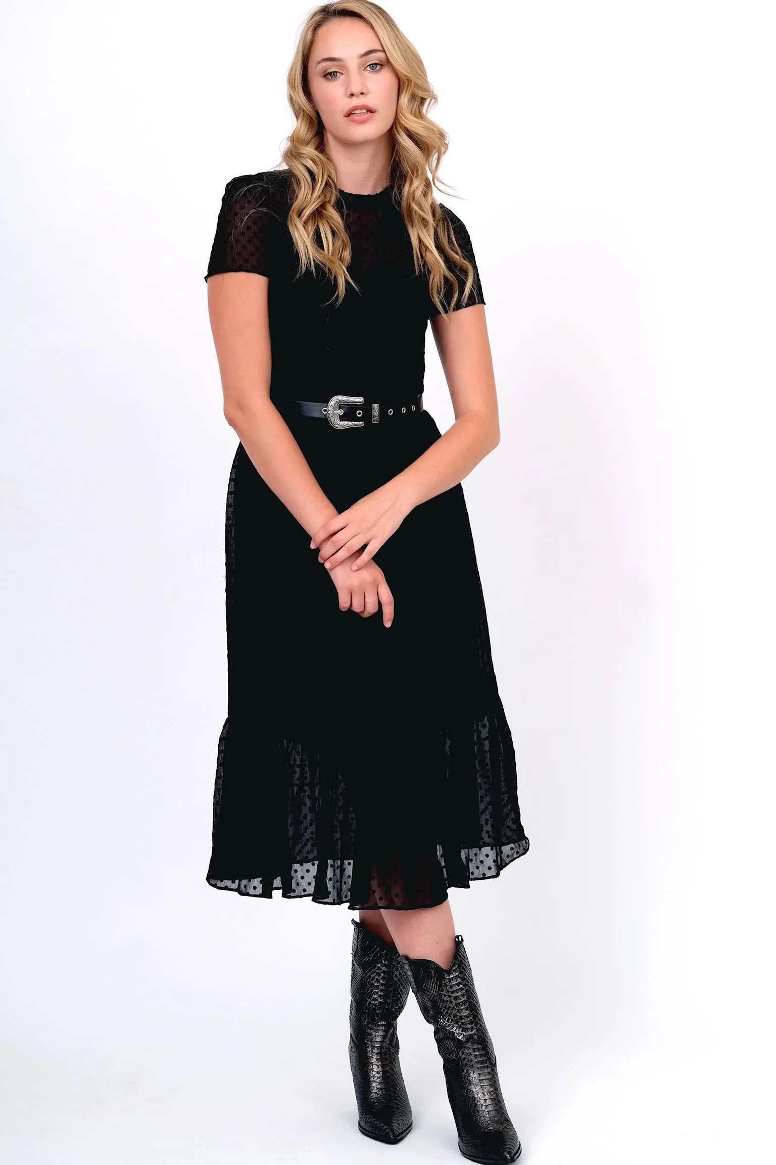 Black Polka Dot Smocked Dress