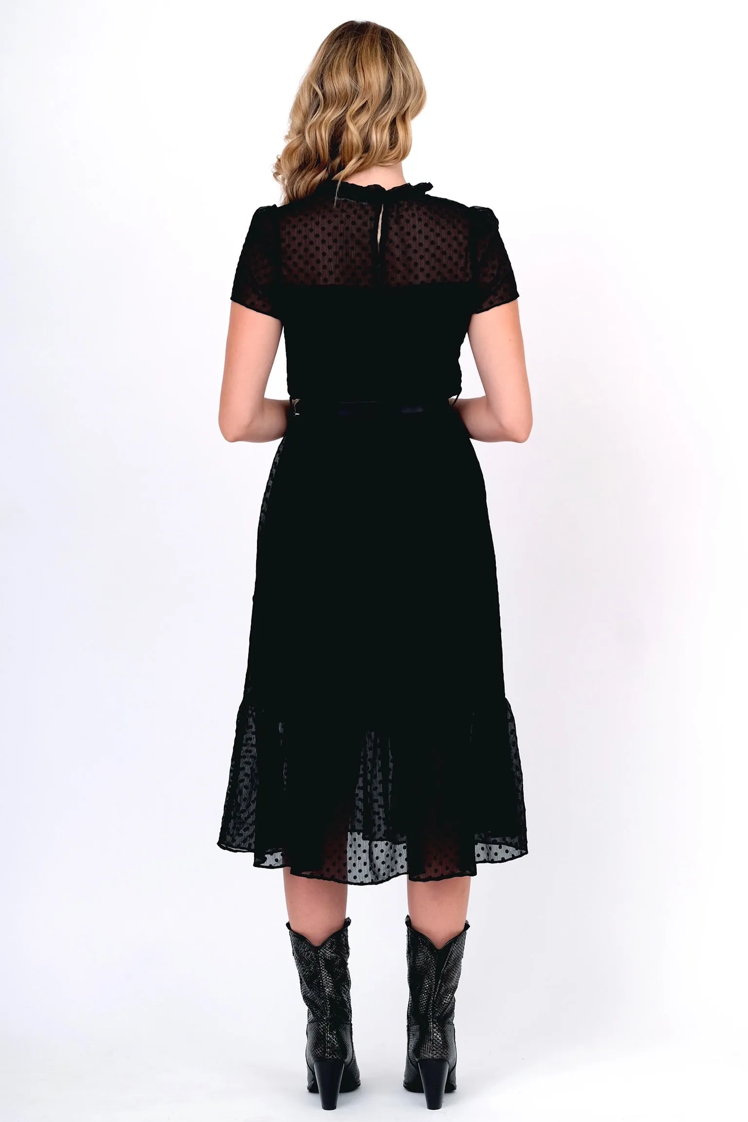 Black Polka Dot Smocked Dress