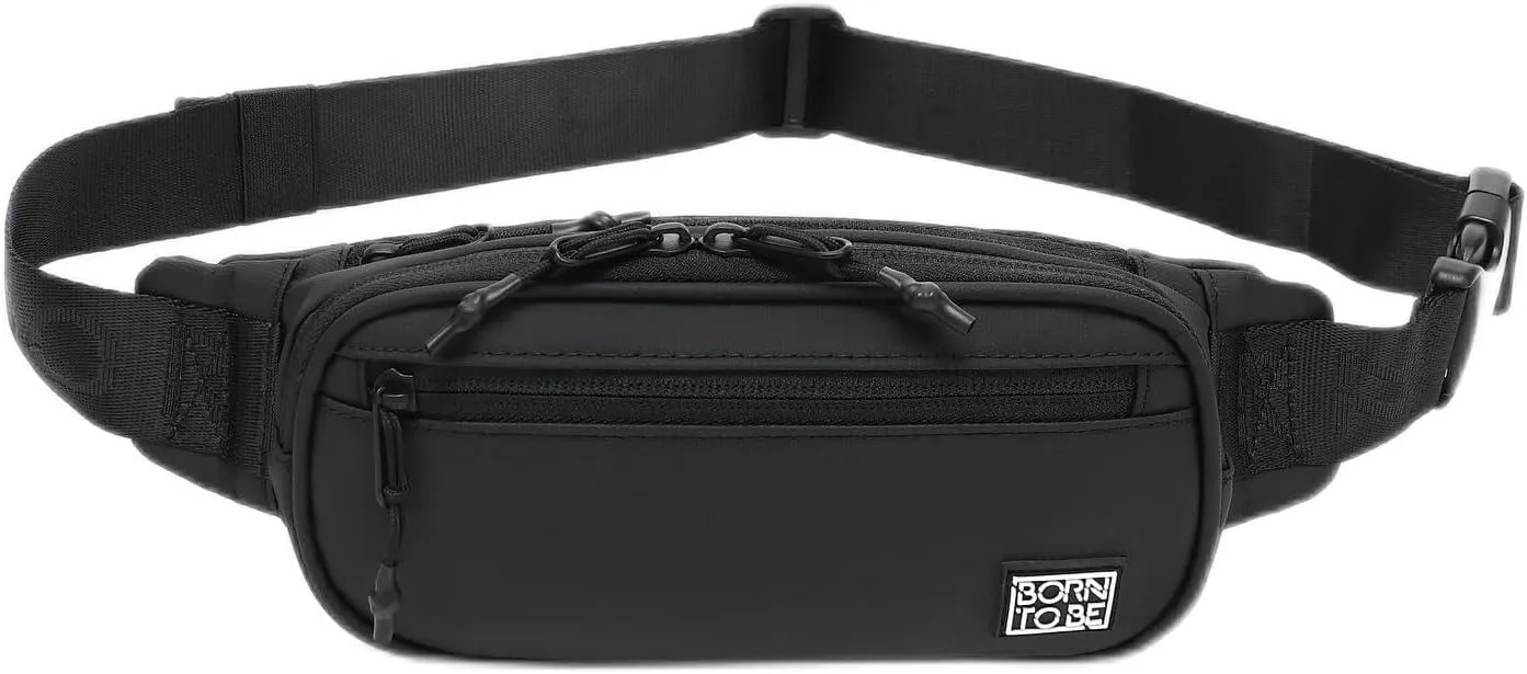 Born To Be Waist Pack City 1.1 (Black) for Women & Men - Travel Belt Bag Pouch, Outdoor Gear, Adventure Accessory - Urban Minimalism Style