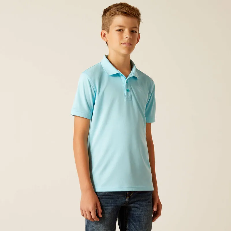 Boy's Ariat Tek Ss Polo Aqua