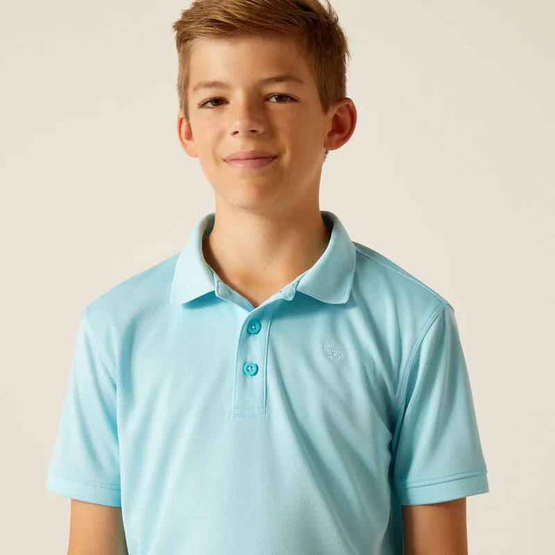 Boy's Ariat Tek Ss Polo Aqua
