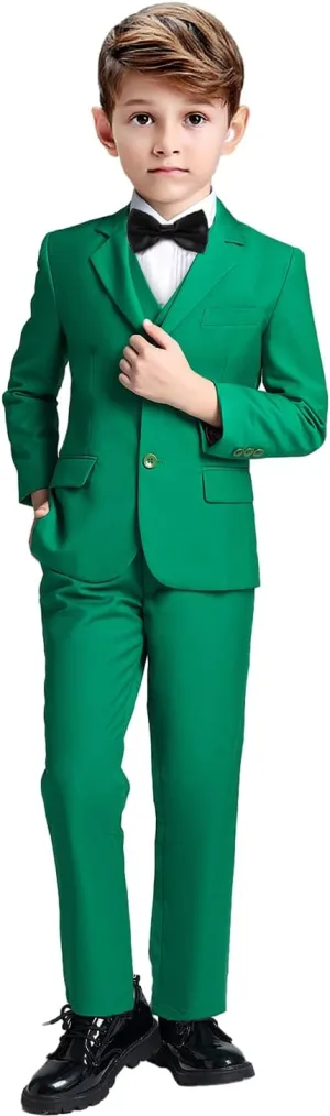 Boys Suits 5 Pieces Slim Fit Blazer Pants Black Blue Outfit Suit for Wedding