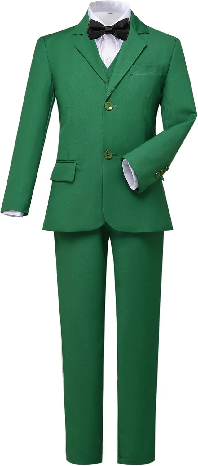 Boys Suits 5 Pieces Slim Fit Blazer Pants Black Blue Outfit Suit for Wedding