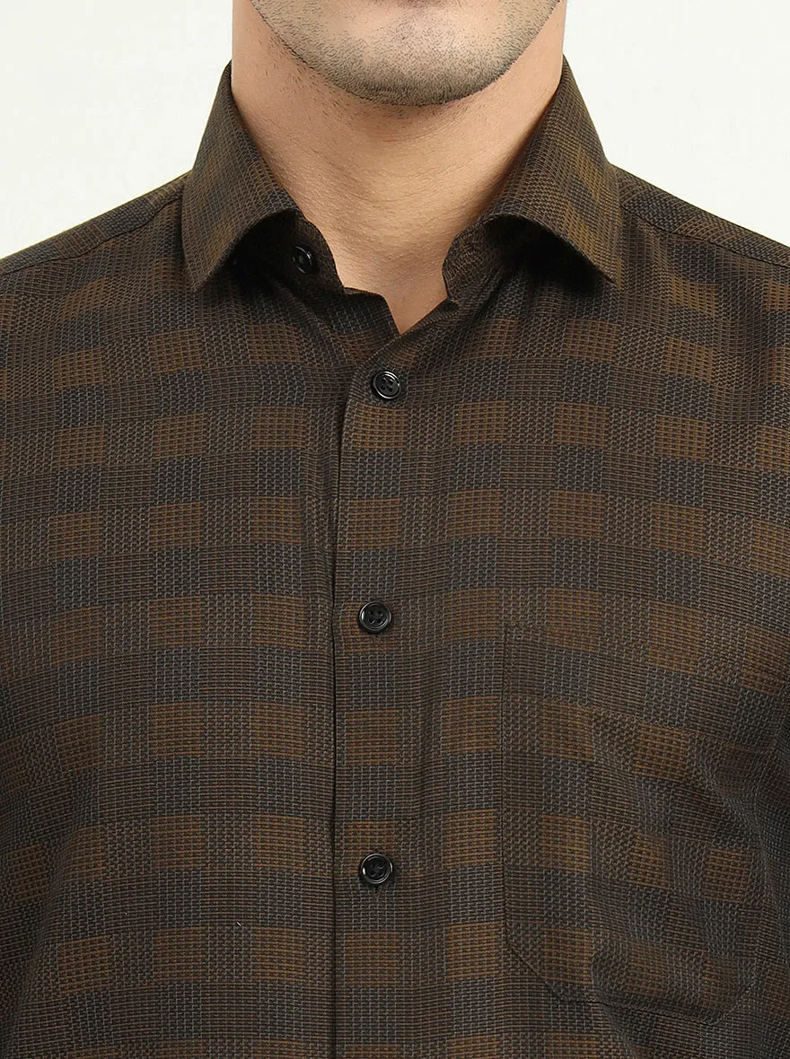 Brown & Black Checked Slim Fit Formal Shirt | Greenfire