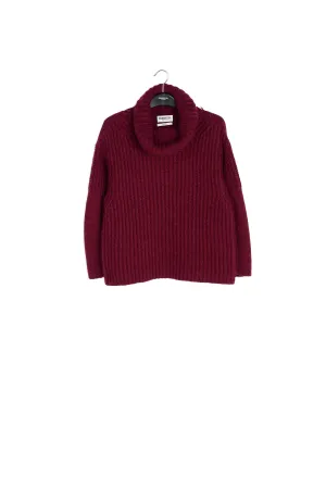 Burgundy chunky ribbed turtleneck sweater