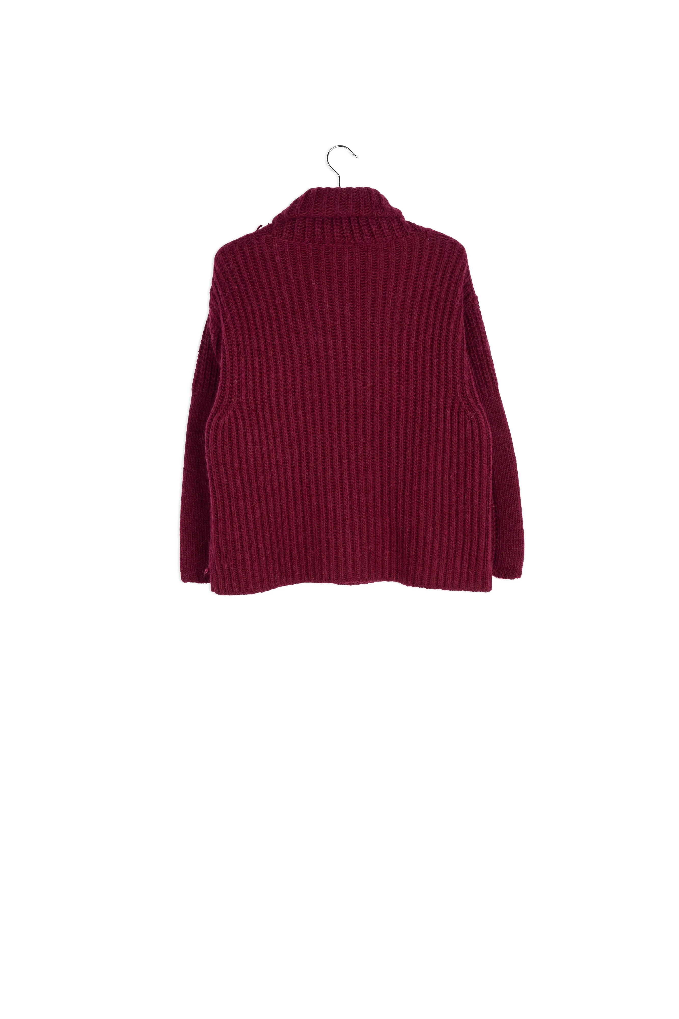 Burgundy chunky ribbed turtleneck sweater