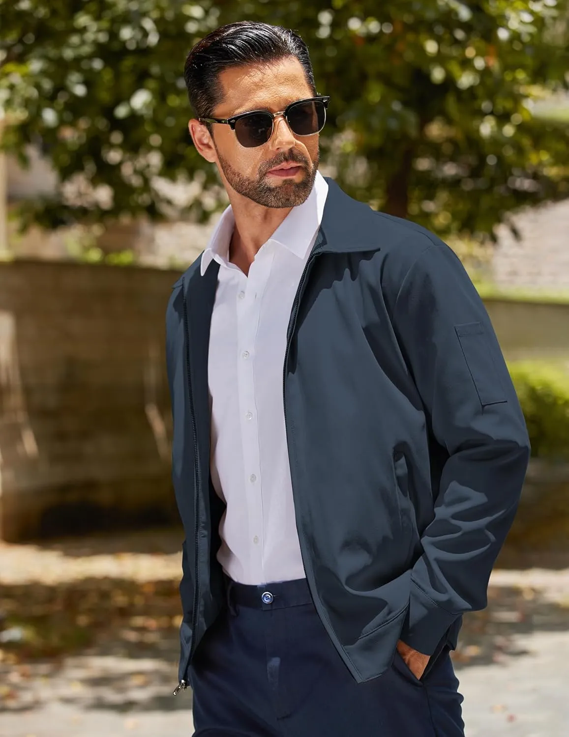 COOFANDY Men's Lightweight Zip Up Jacket Eisenhower Work Office Jackets Casual Golf Outwear