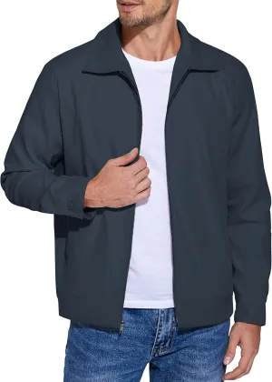 COOFANDY Men's Lightweight Zip Up Jacket Eisenhower Work Office Jackets Casual Golf Outwear