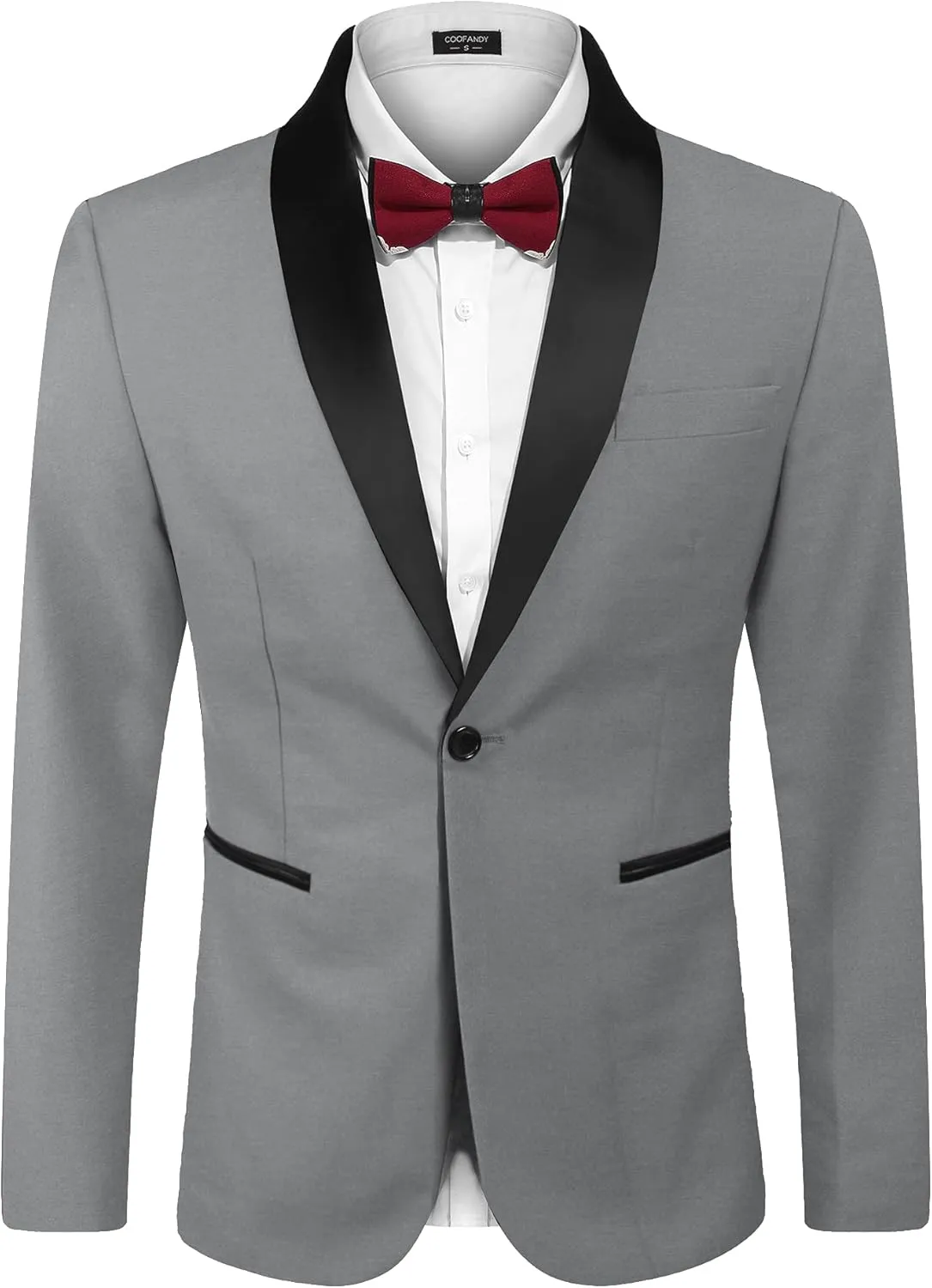 COOFANDY Men's Tuxedo Jacket One Button Dress Suit Blazer Jacket for Wedding Dinner Prom Party