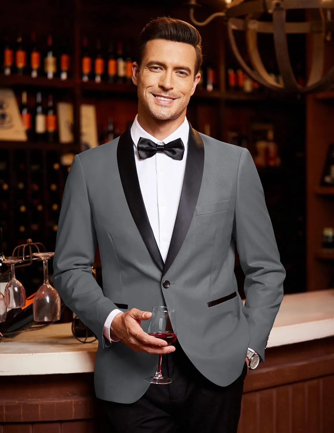 COOFANDY Men's Tuxedo Jacket One Button Dress Suit Blazer Jacket for Wedding Dinner Prom Party