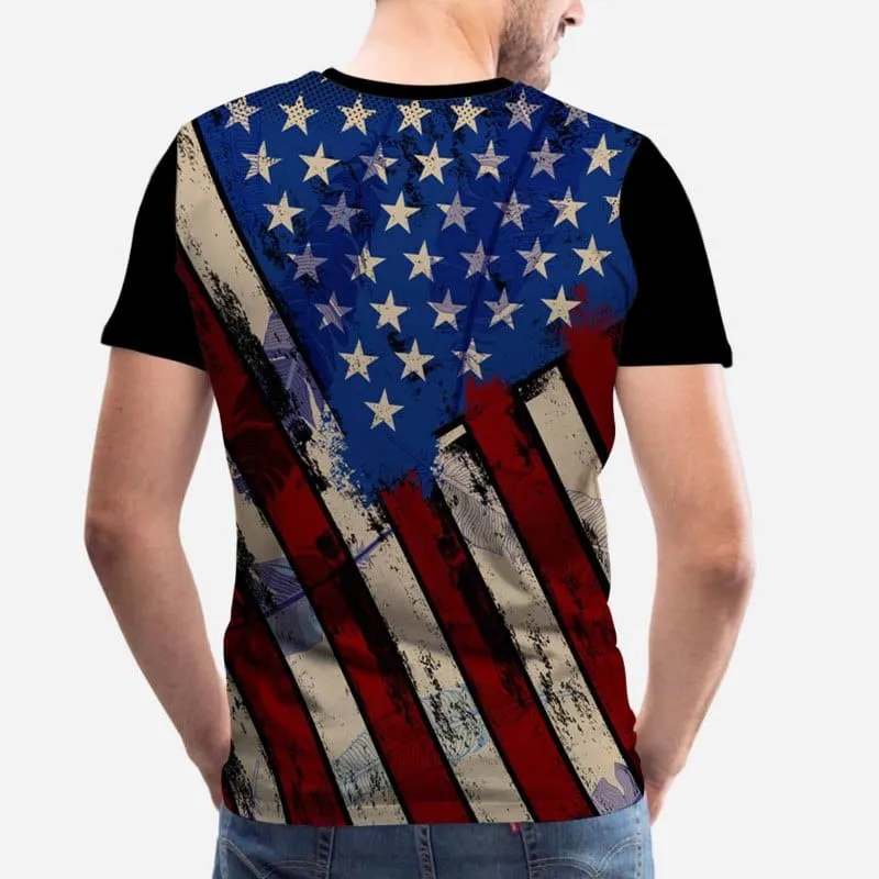 Custom Face American Flag Family Matching T-shirt Put Your Photo on Shirt Unique Design All Over Print T-shirt Gift