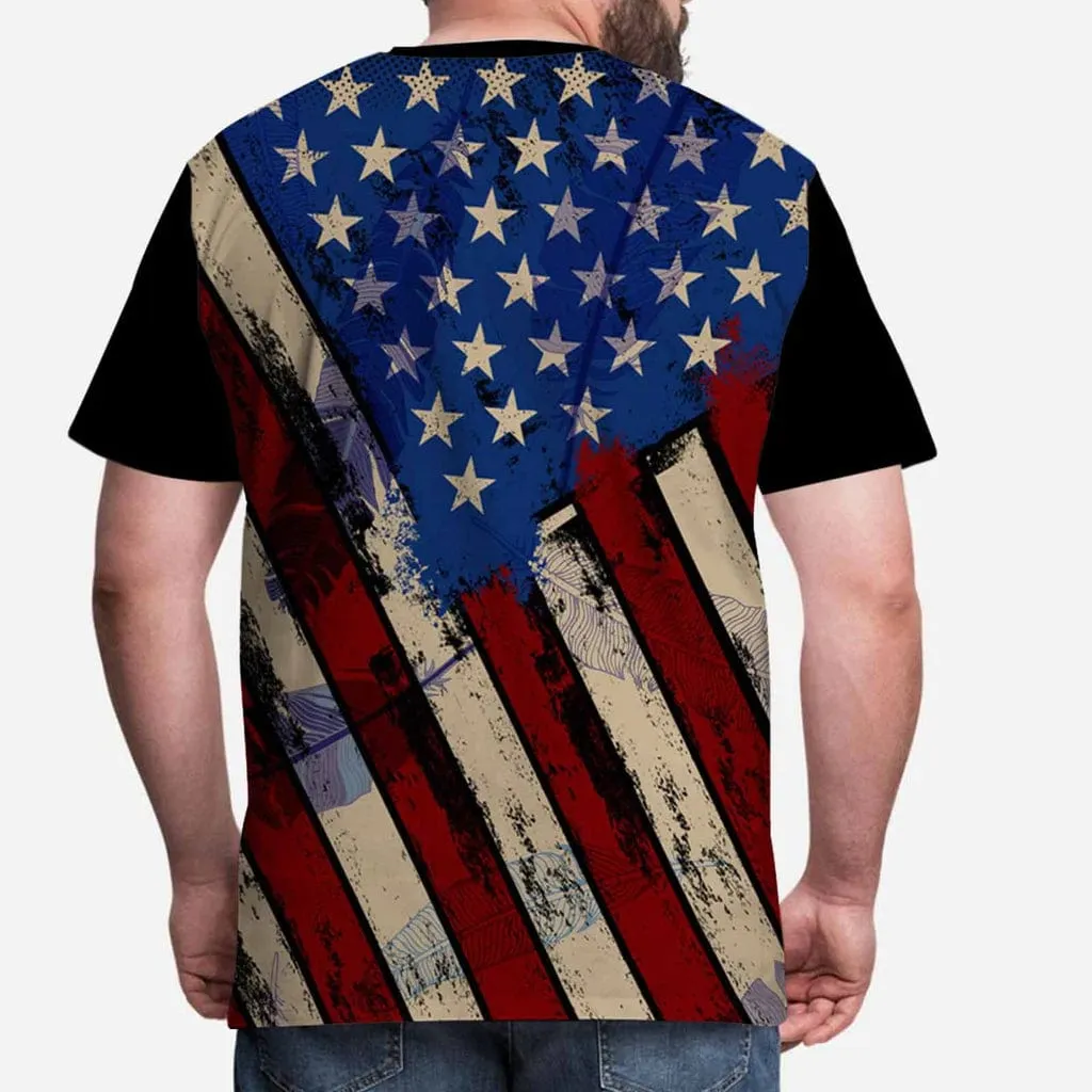 Custom Face American Flag Matching Couple All Over Print T-Shirts Made for Girlfriend Boyfriend