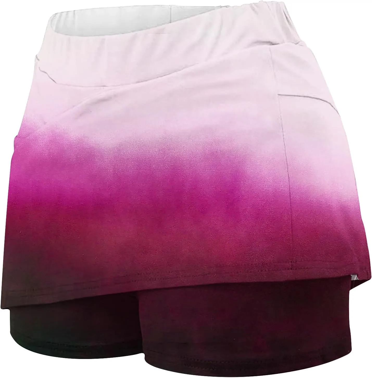 DDAPJ pyju Skorts for Women Dressy Casual Gradient Color High Waisted Tennis Skirt with Shorts Underneath Summer Clothes