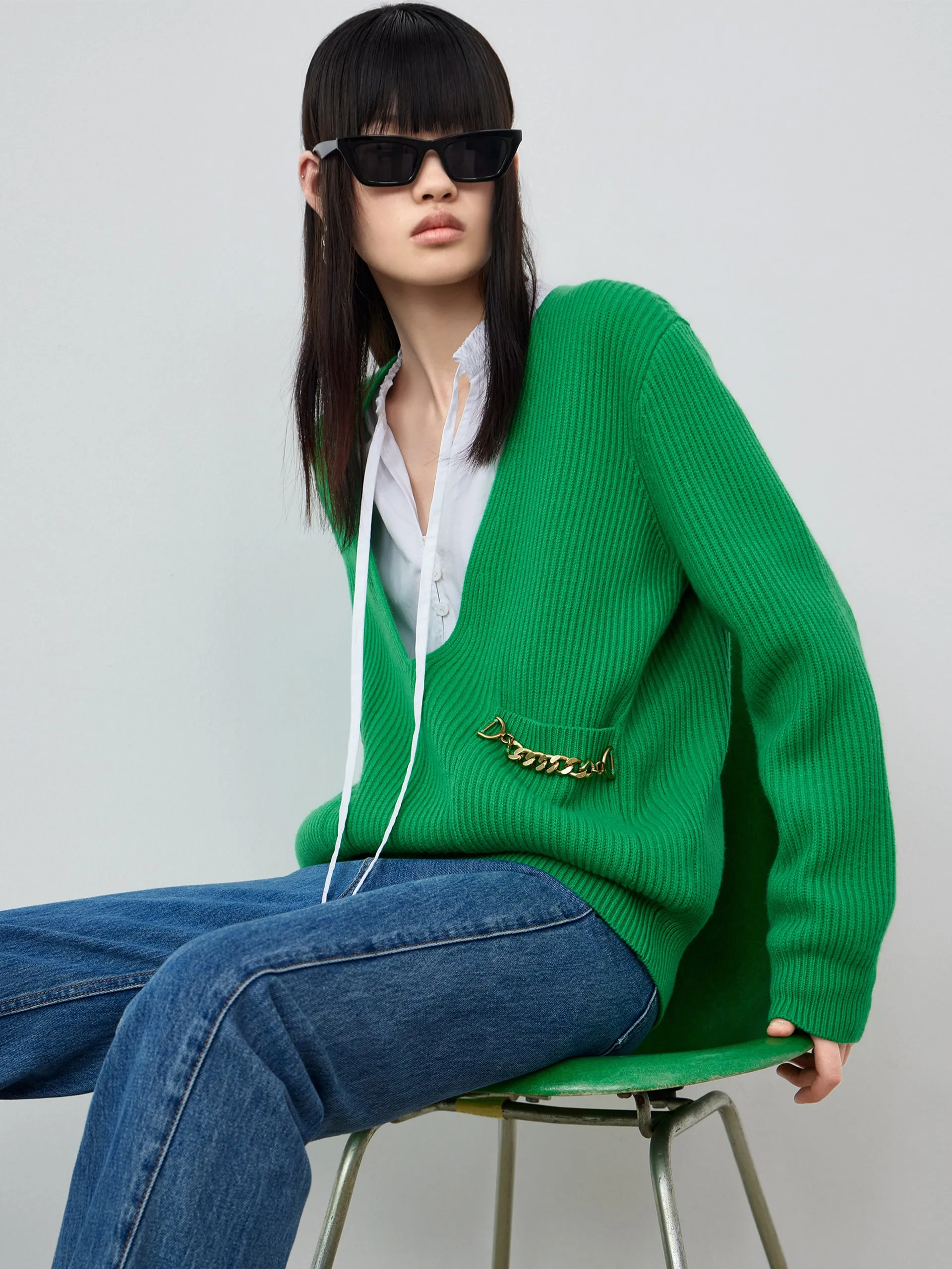 Deep V-neck Sweater