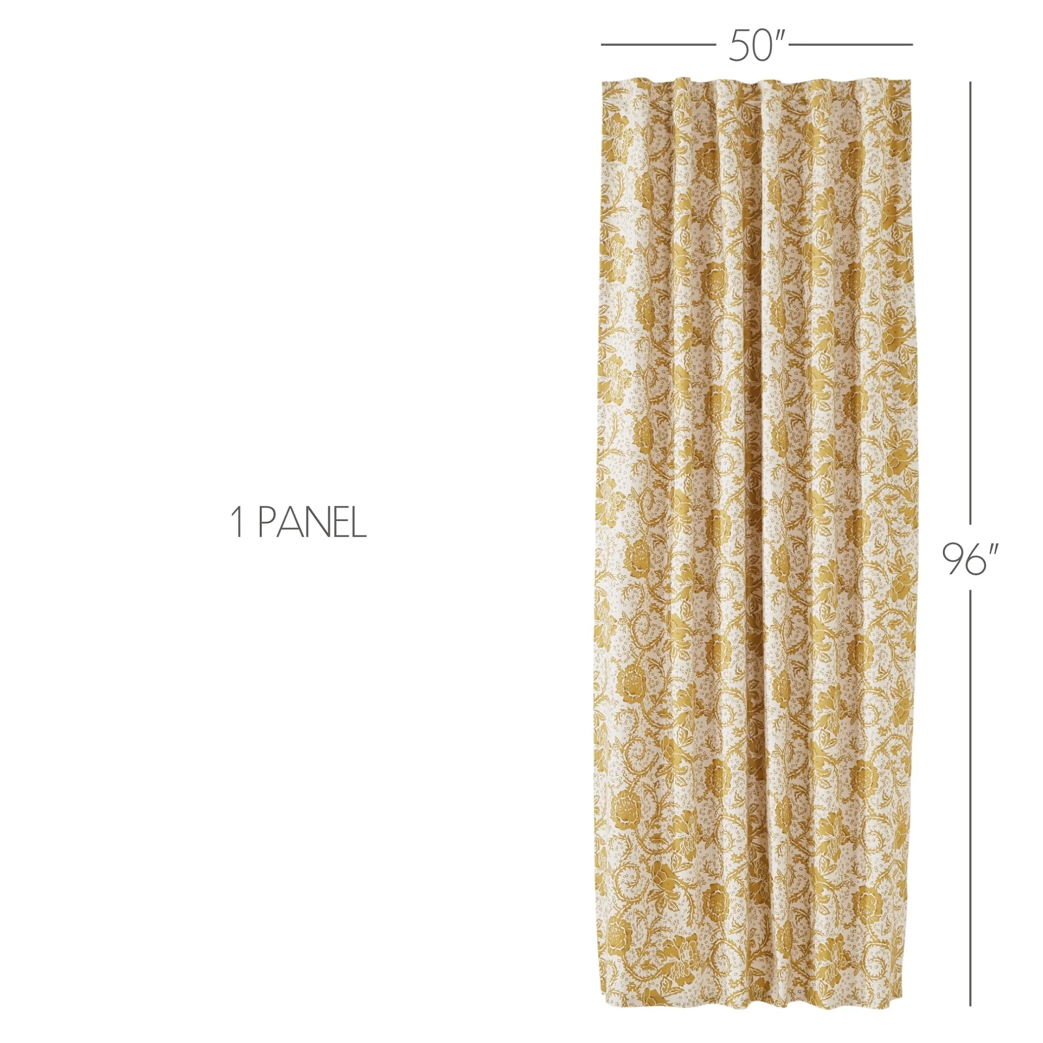Dorset Gold Floral Panel Curtain 96"x50" VHC Brands