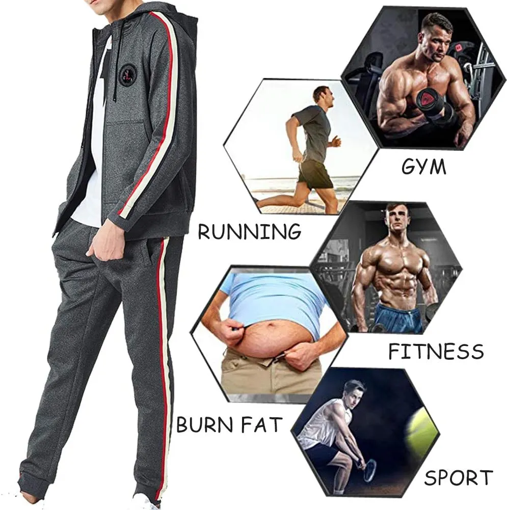 DUOFIER Men's Hooded Athletic Tracksuit Casual Full Zip Jogging SweatSuits