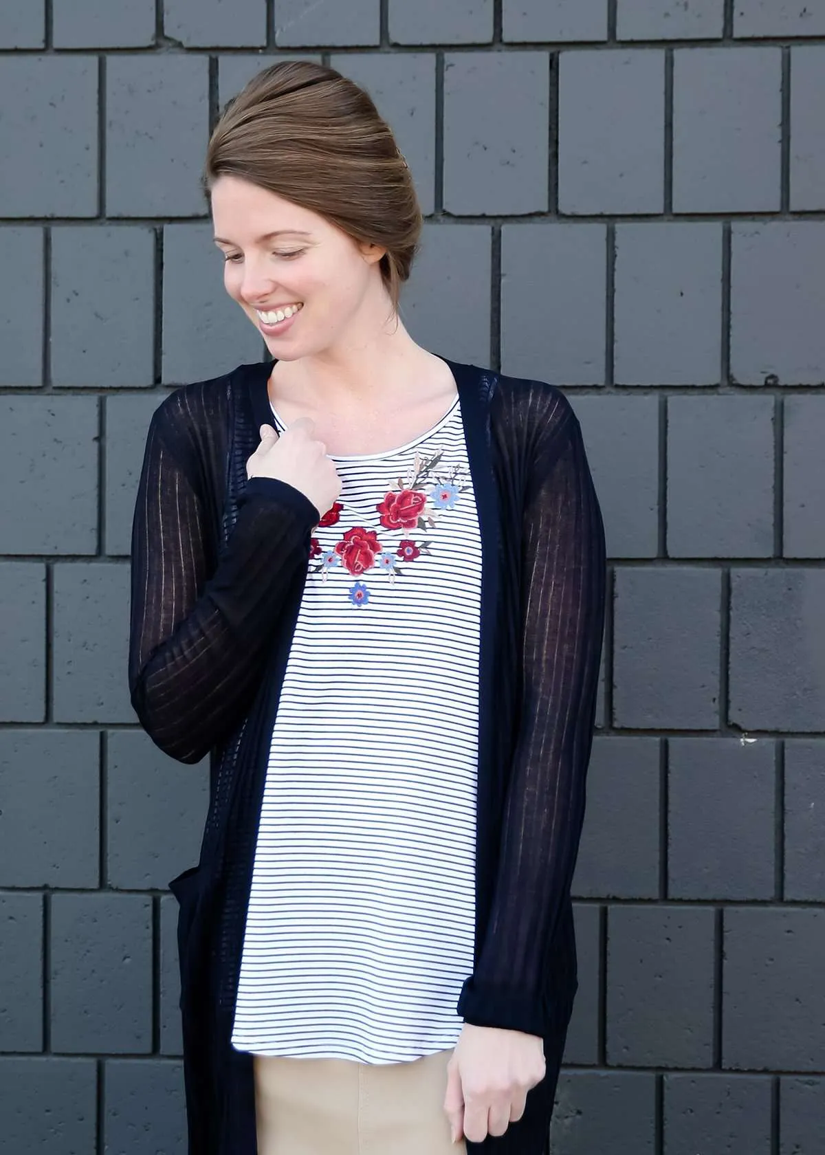 Embroidered Jersey Stripe Knit Tank Top-FINAL SALE
