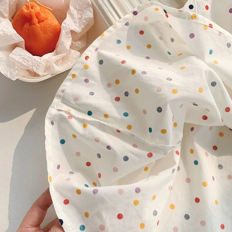 Embroidered Tulip Colorful Polka Dot Dress