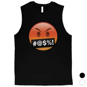 Emoji-Angry Mens Classic Mood Hilarious Silly Muscle Shirt Gag Gift