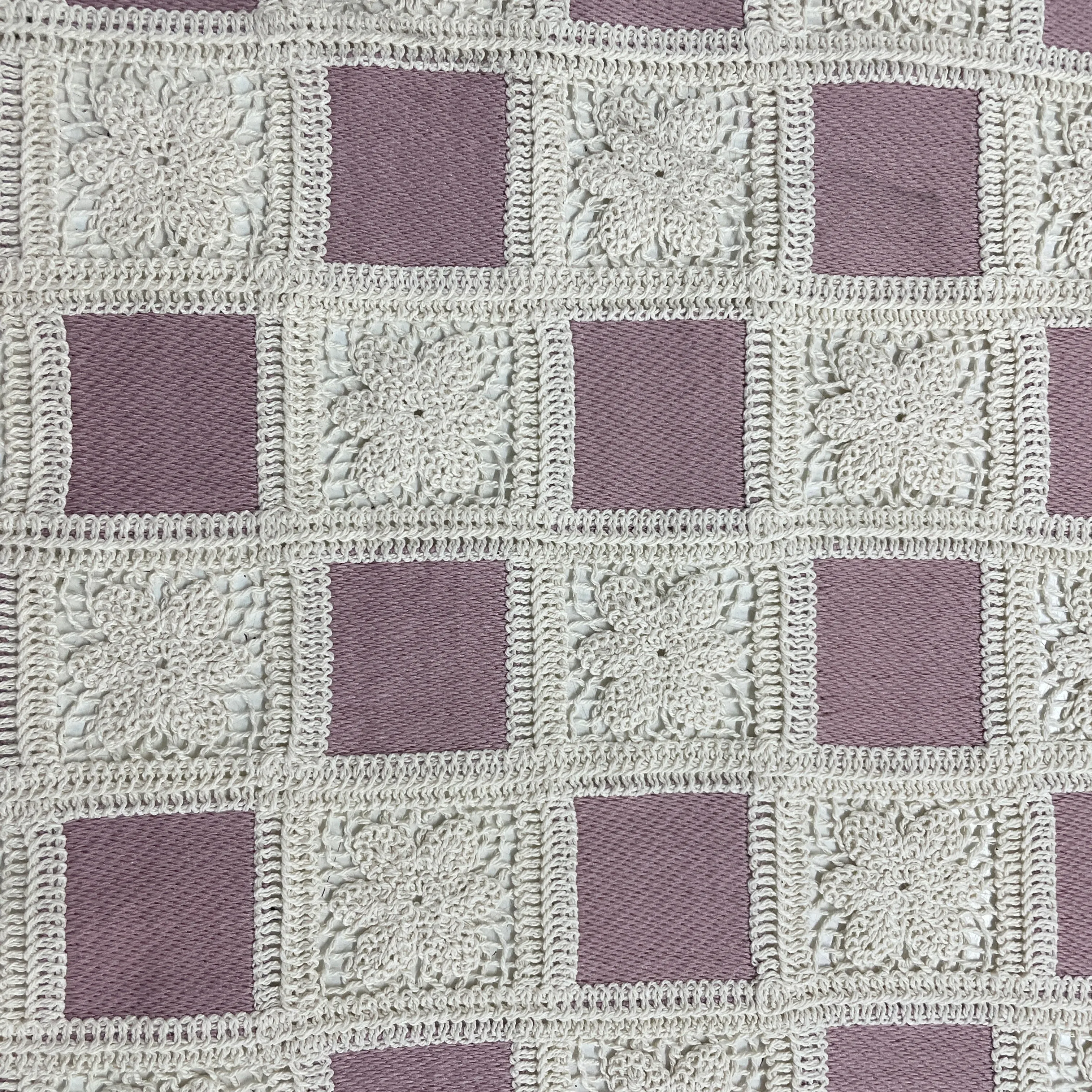Exclusive Pink Sequins Floral Embroidery Crepe Crochet Fabric
