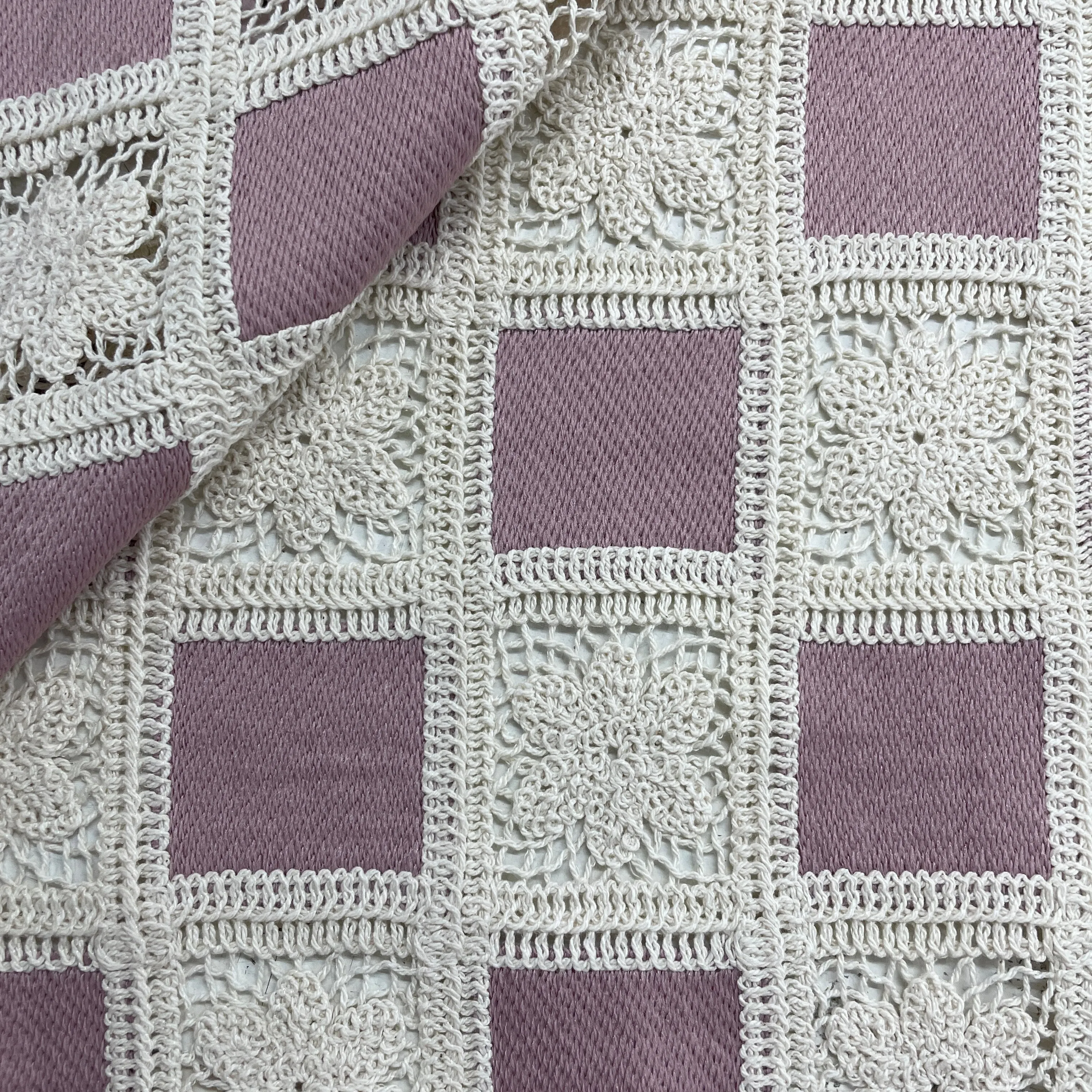 Exclusive Pink Sequins Floral Embroidery Crepe Crochet Fabric