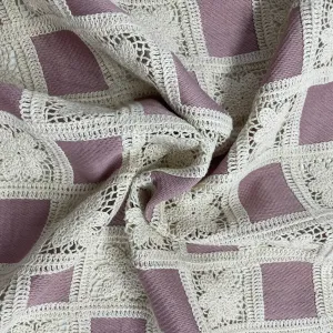 Exclusive Pink Sequins Floral Embroidery Crepe Crochet Fabric