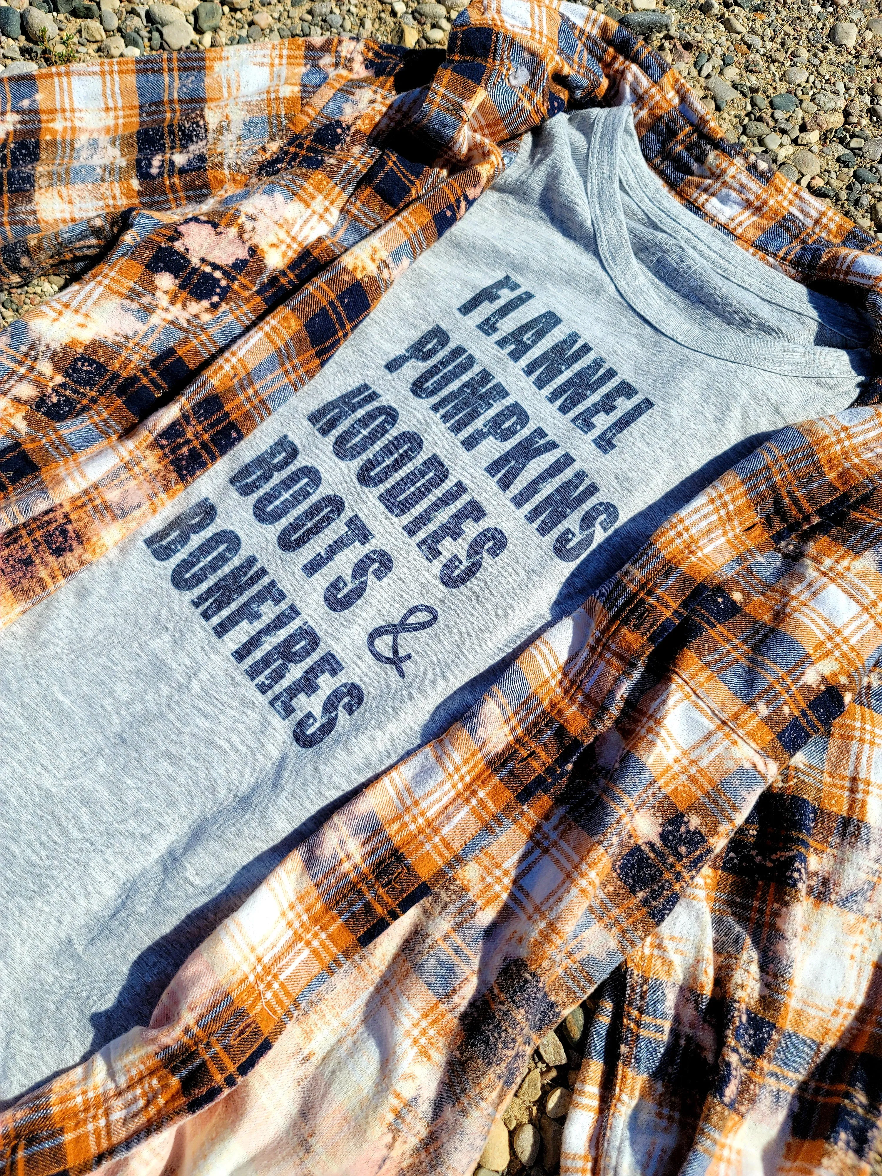 Flannel Pumpkins Hoodies Boots & Bonfires Tee