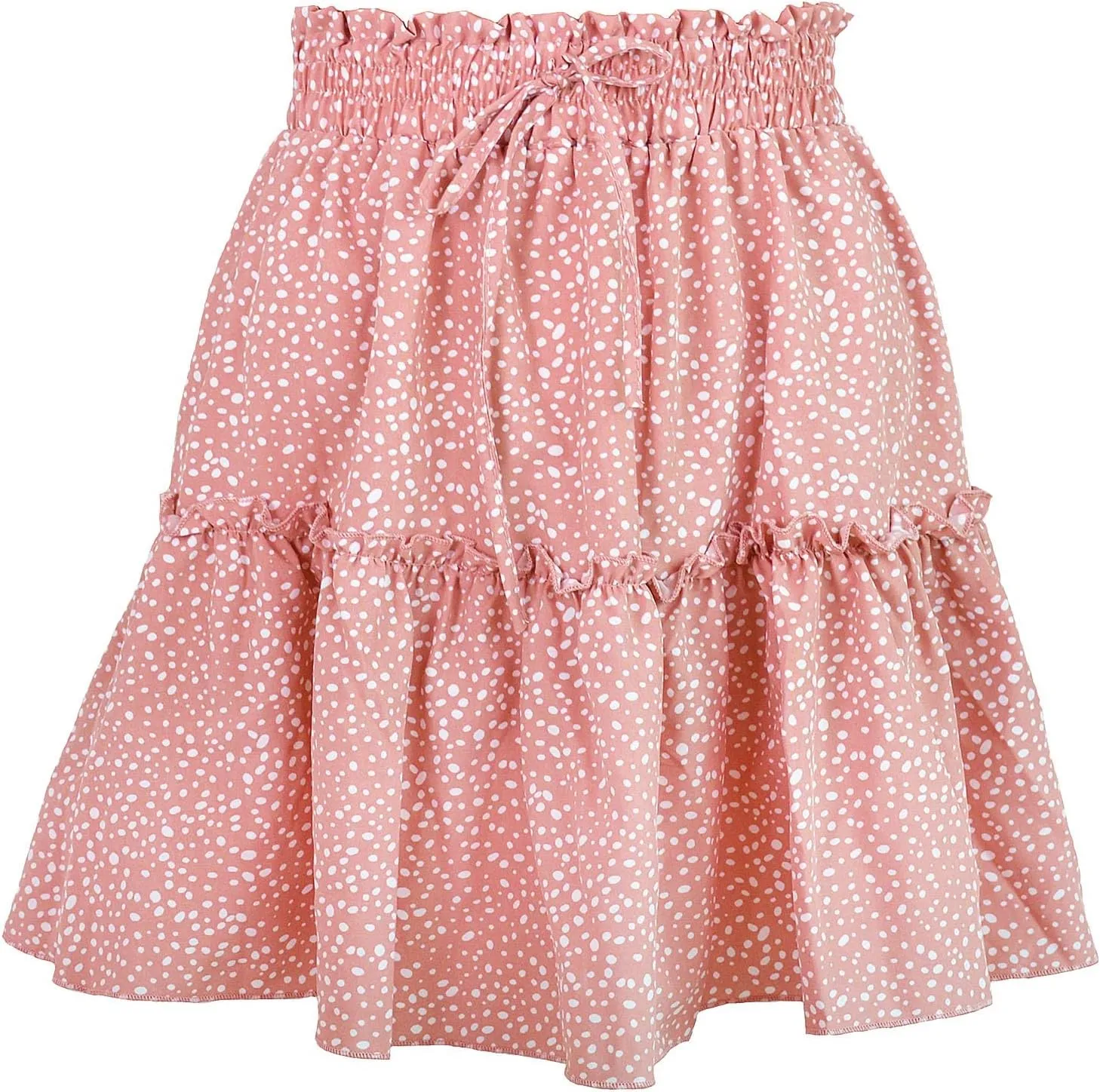 Floral Skirt for Women's Tiered Ruffle Cute Summer Mini Skirt High Waist A line Polka Dot Swing Beach Cute Skirt