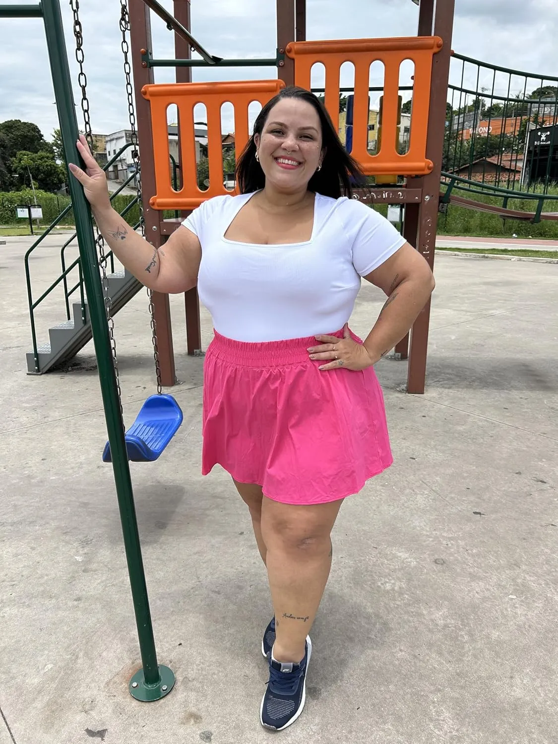 FOREYOND Women's Plus Size Tennis Skirts with Shorts High Waisted Golf Skorts with Pockets Workout Athletic Skort Skirts