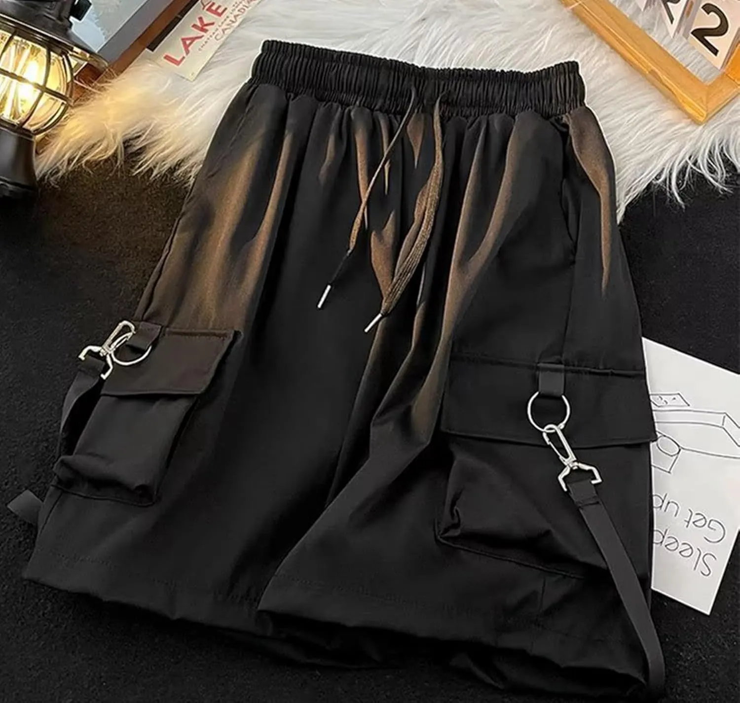 Goth Emo Alt Asymmetrical Skirt Shorts for Women Trendy Summer y2k Black Skorts